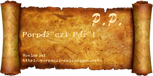 Porpáczi Pál névjegykártya